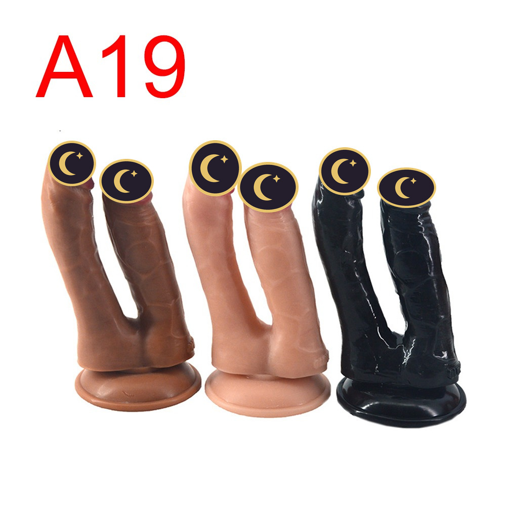 Double-Headed Realistic Dildo with Suction Base, 18 cm