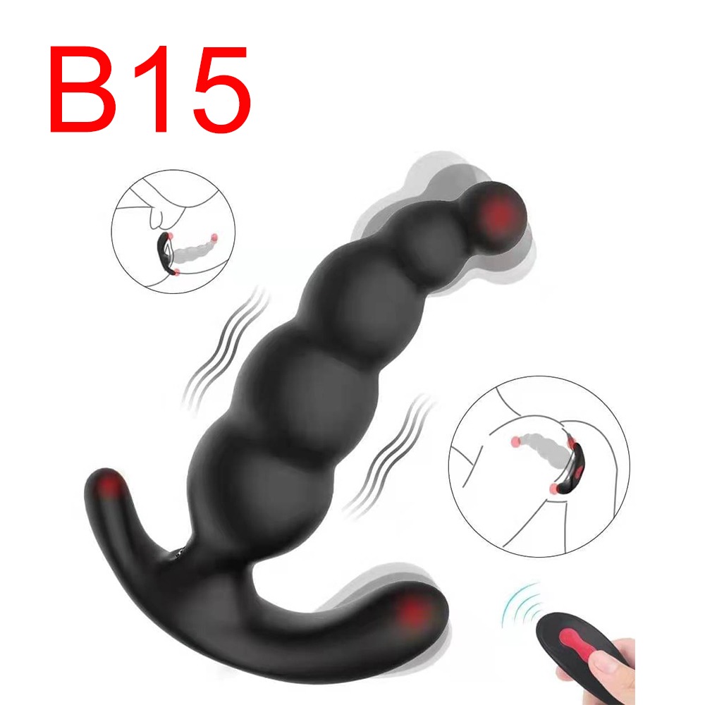 Vibrating Anal Beads with Remote, Black, 13 cm