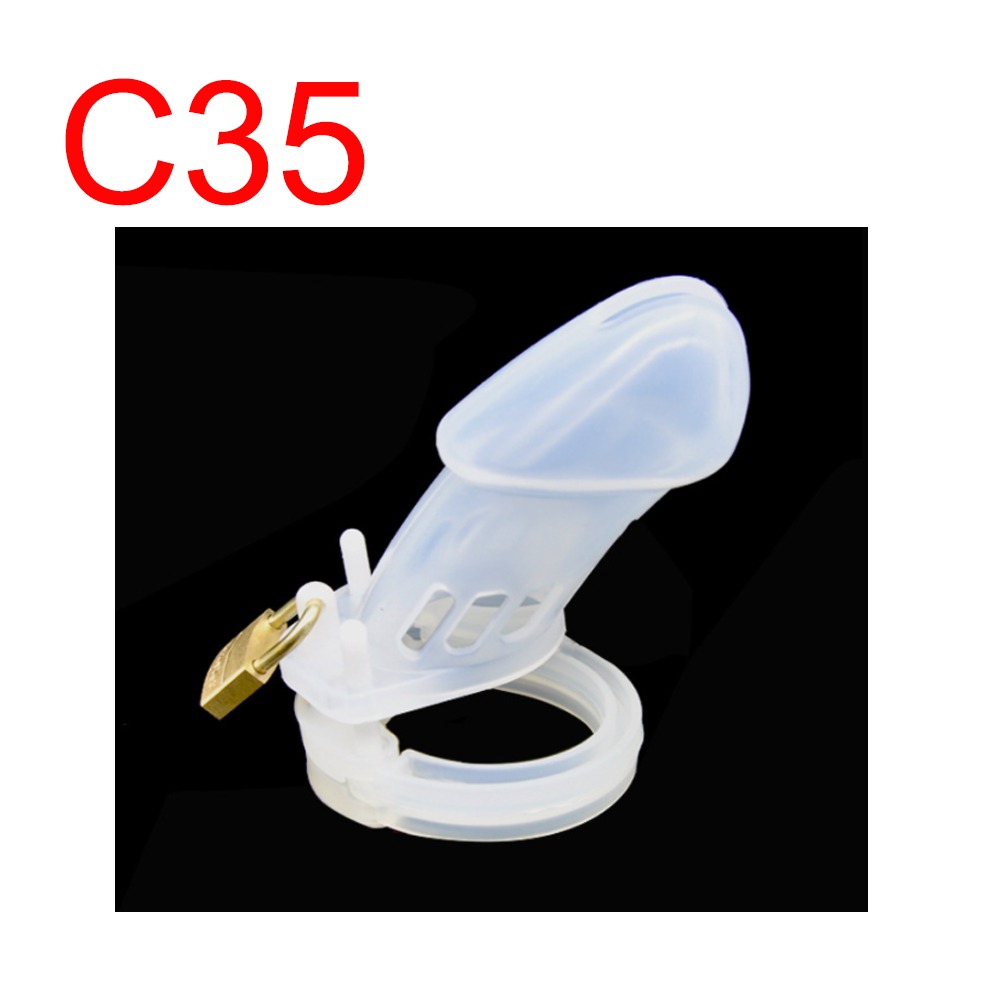 Silicone Chastity Cage with Brass Padlock