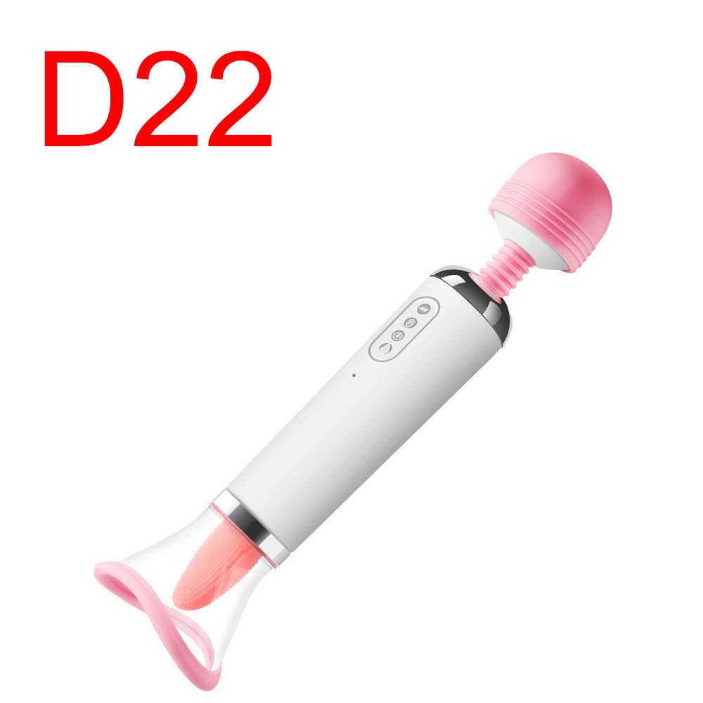 Wand Vibrator with Suction Cup and Licking Tongue Heads