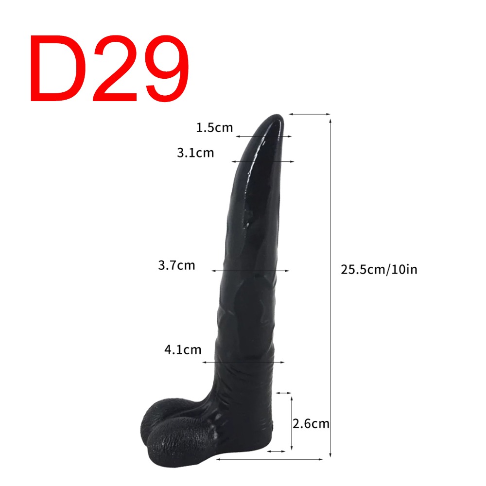 Black Tapered Realistic Dildo, 25.5 cm