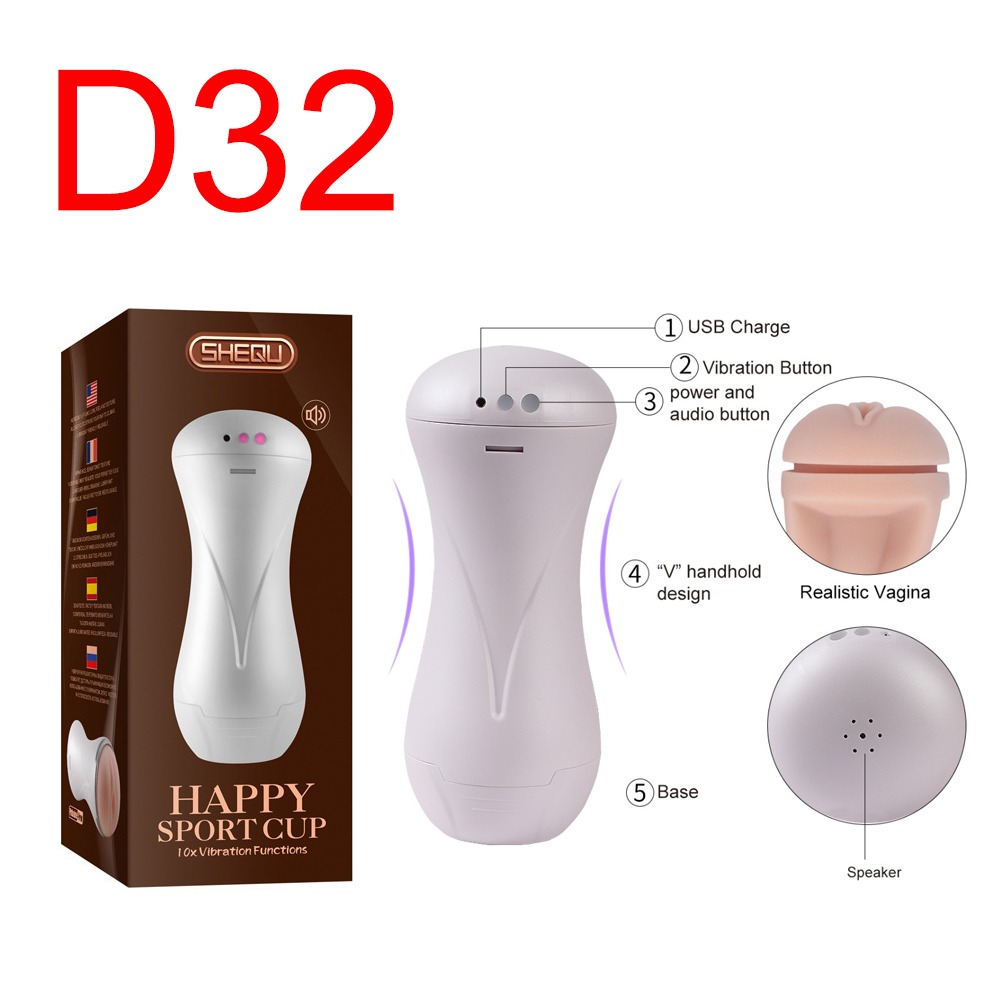 Shequ Happy Sport Cup — USB Rechargeable Vibrating Masturbator with Audio