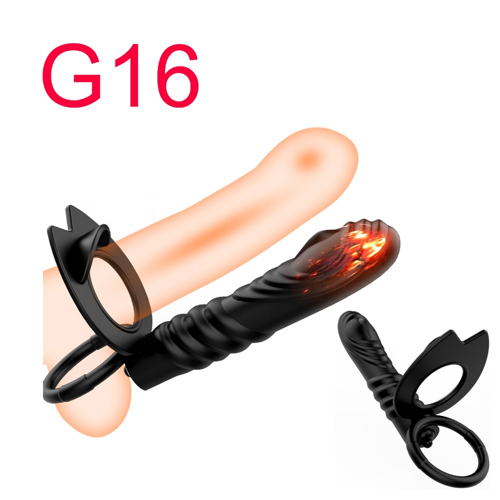 Heating Double Penetration Strap-On with Rings, 13 cm