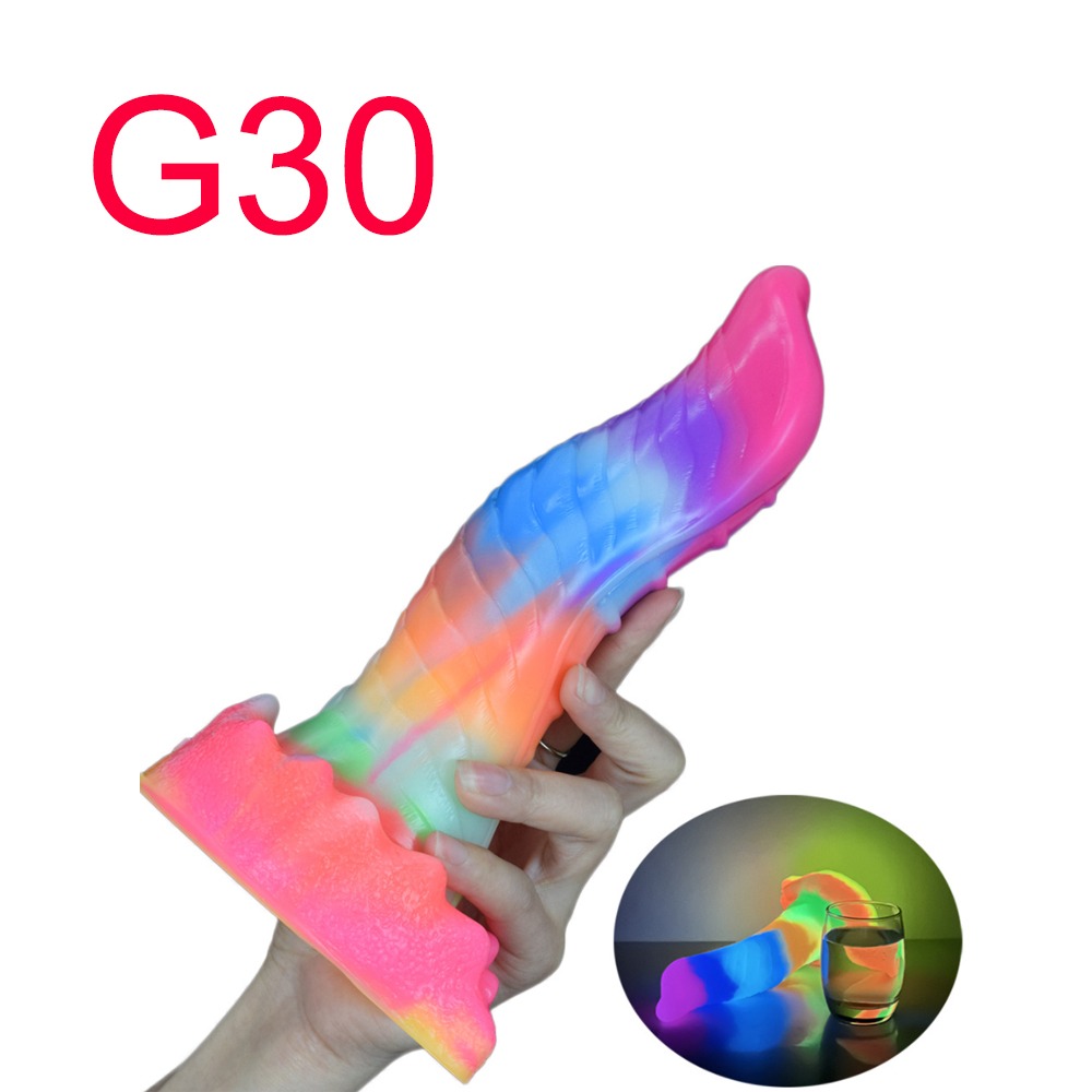 Rainbow Glow-in-the-Dark Fantasy Dildo, 23 cm