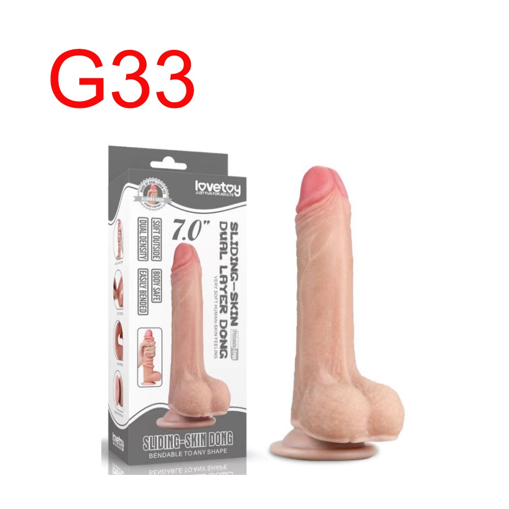 Lovetoy Sliding-Skin Dual Layer Dong, 7 inch, Bendable