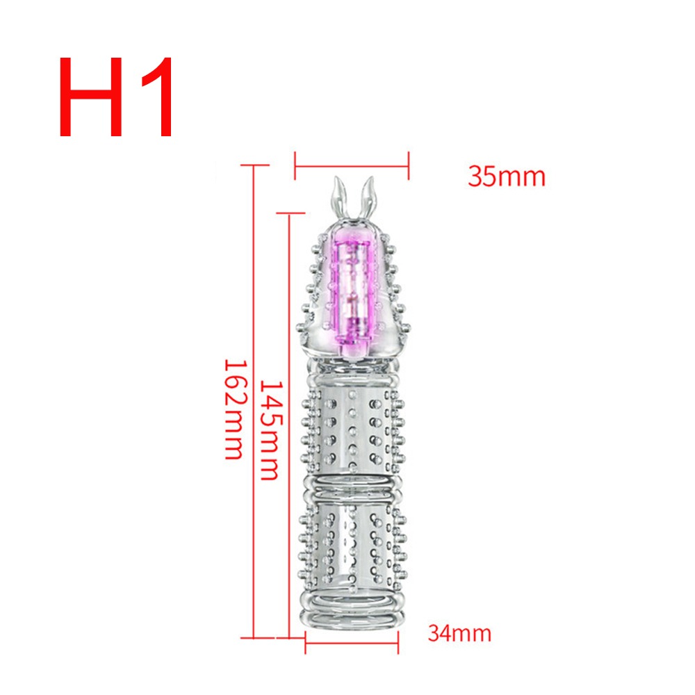 Crystal Spiked Penis Sleeve with Bullet, 16.2 cm