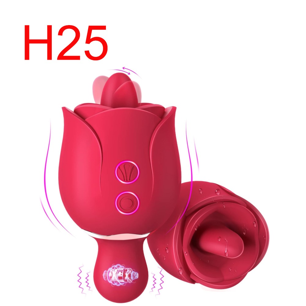 Rose Tongue Vibrator with Thrusting Base