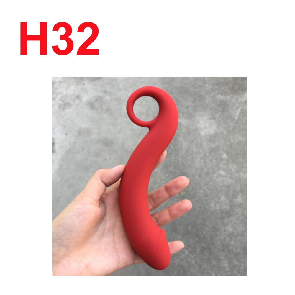 Red Prostate Massager with Ring Handle, 15 cm
