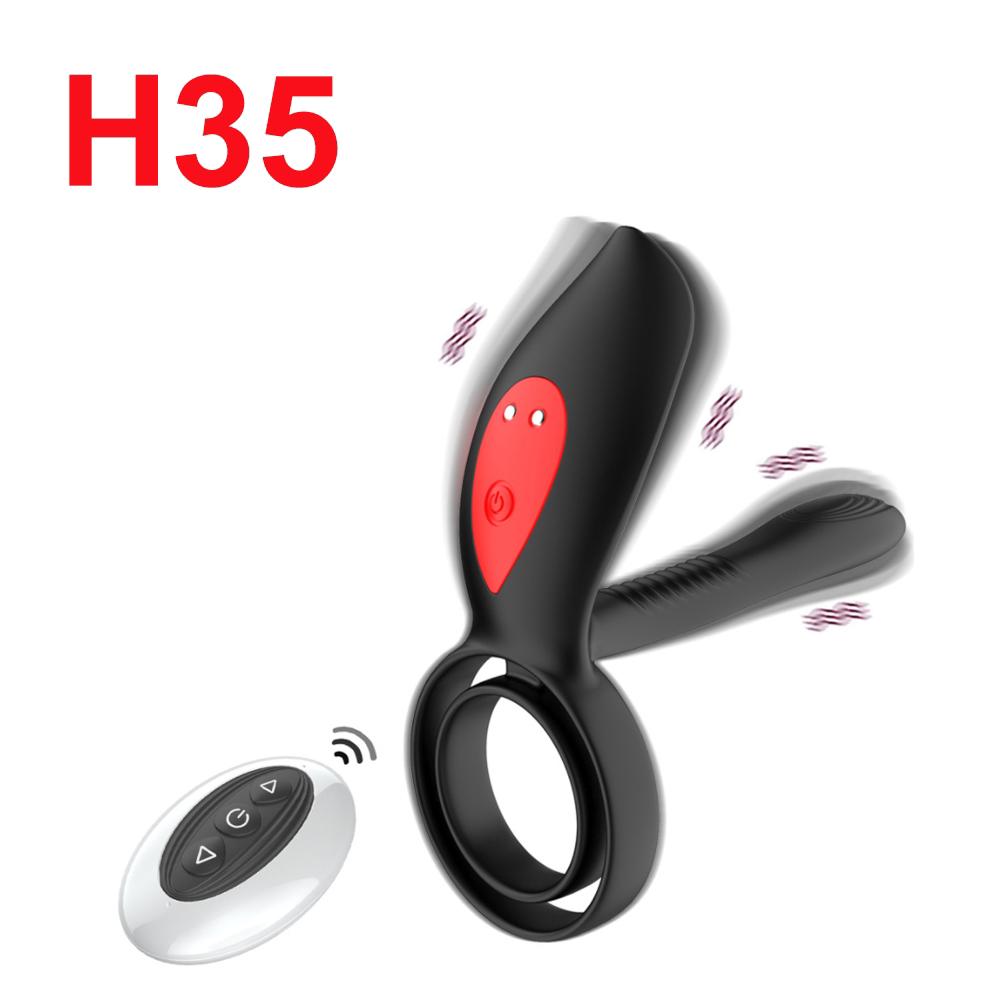 Premium Cock Ring Vibrator with Remote, Black and Red